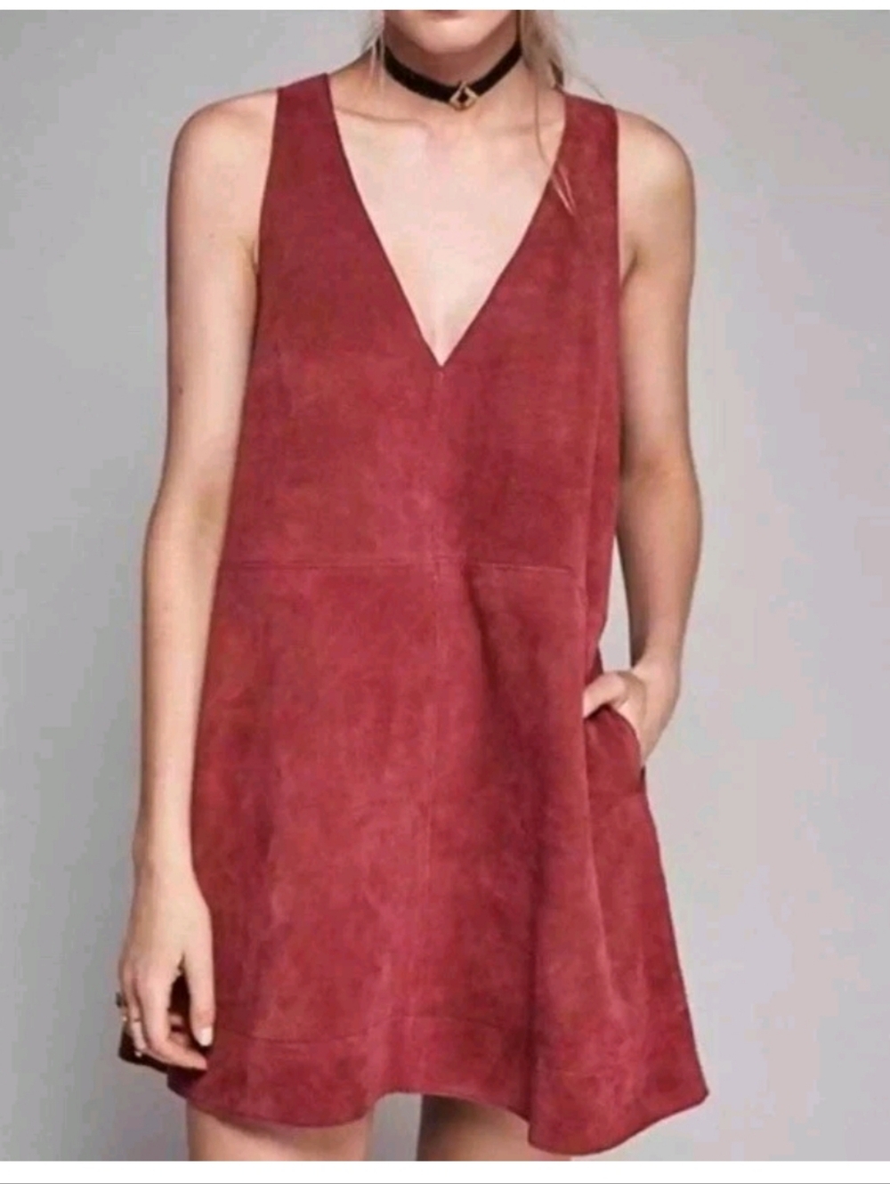 Free People Retro Love Suede Dress - Dusty Rose